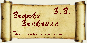Branko Breković vizit kartica